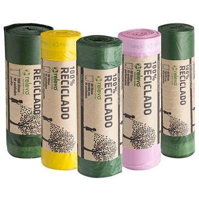 Sacchi della spazzatura gialli da 30 litri 100% riciclati Relevo 15 pz.