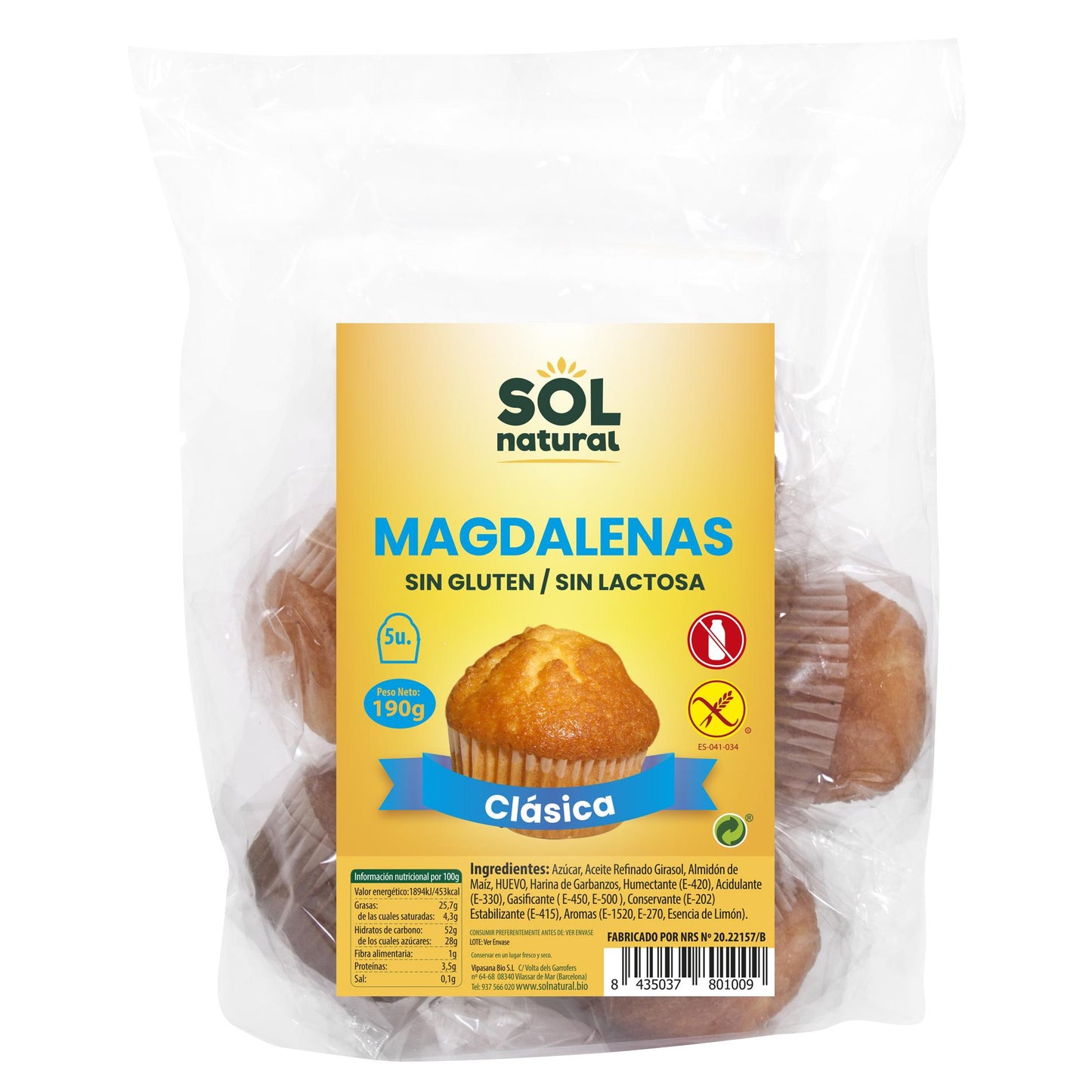 Glutenfreie Madeleines Sol Natural 190 g