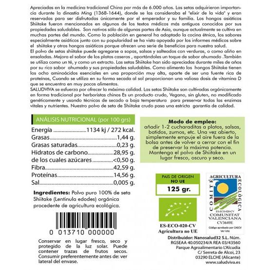 Shiitake i pulverform BIO Salud Viva, 125 g
