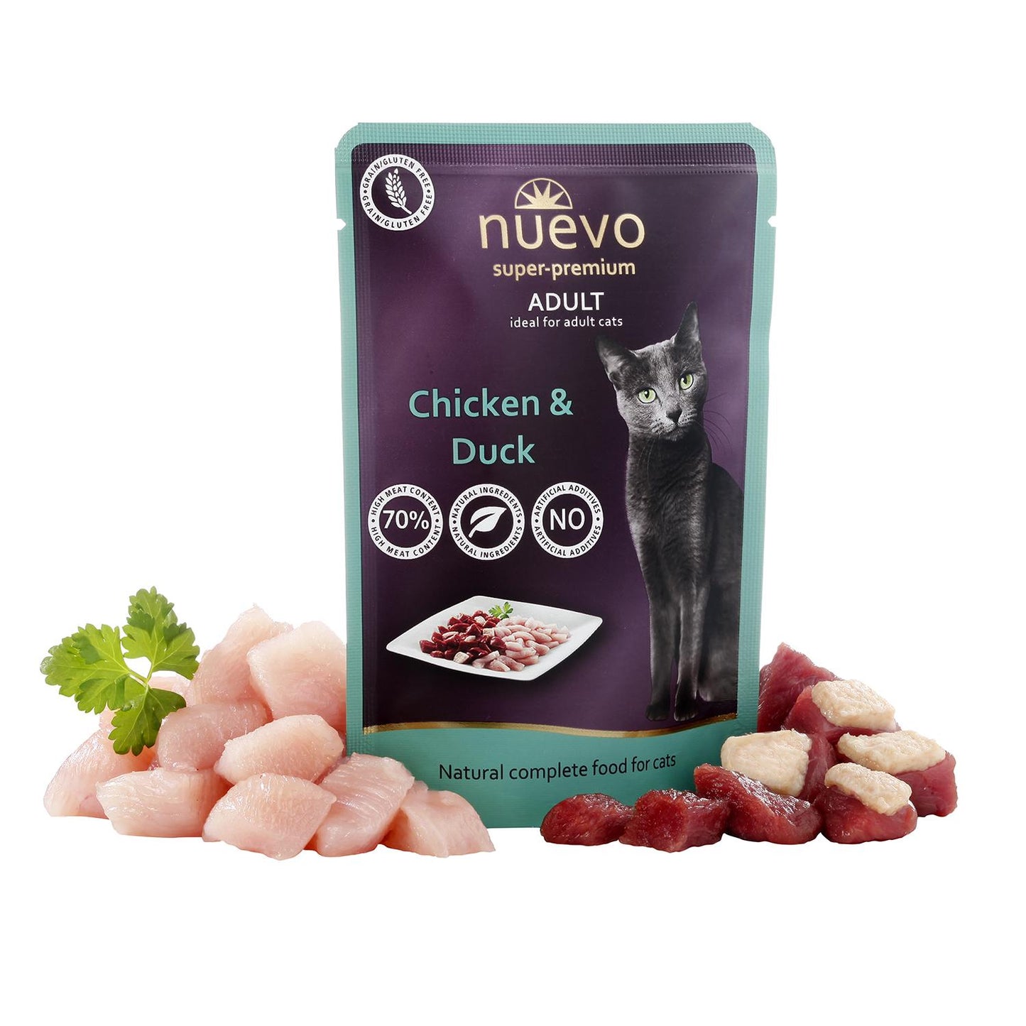 Nieuw Zakje voor volwassen katten Kip en Eend 85 g