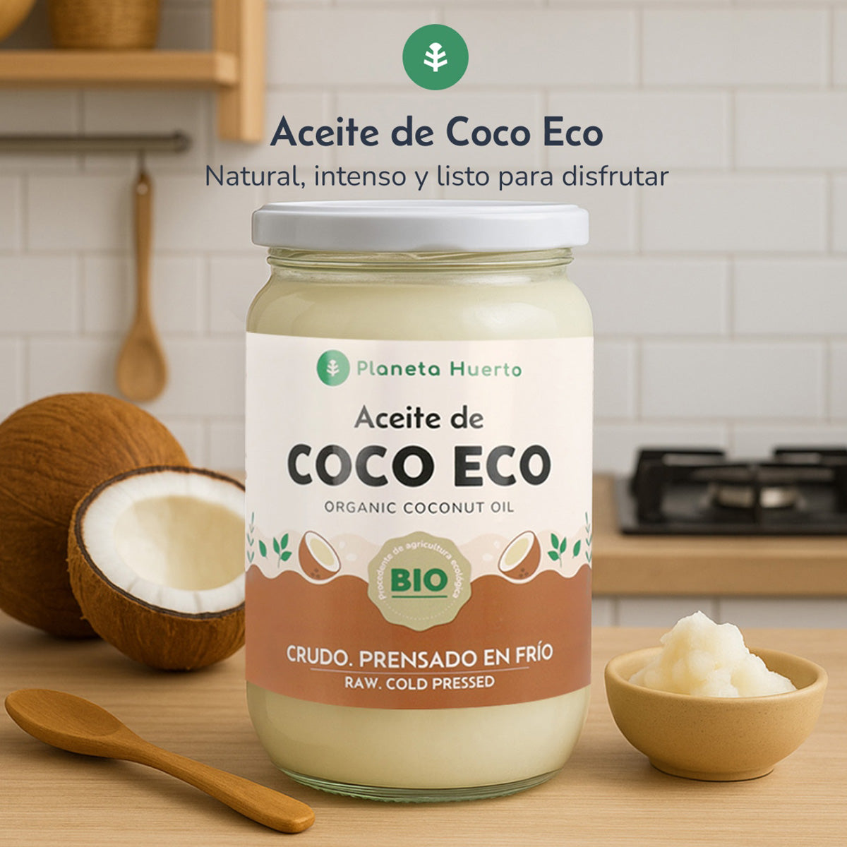 Förpackning 3x Jungfru kokosnötsolja ECO Planeta Huerto 1L