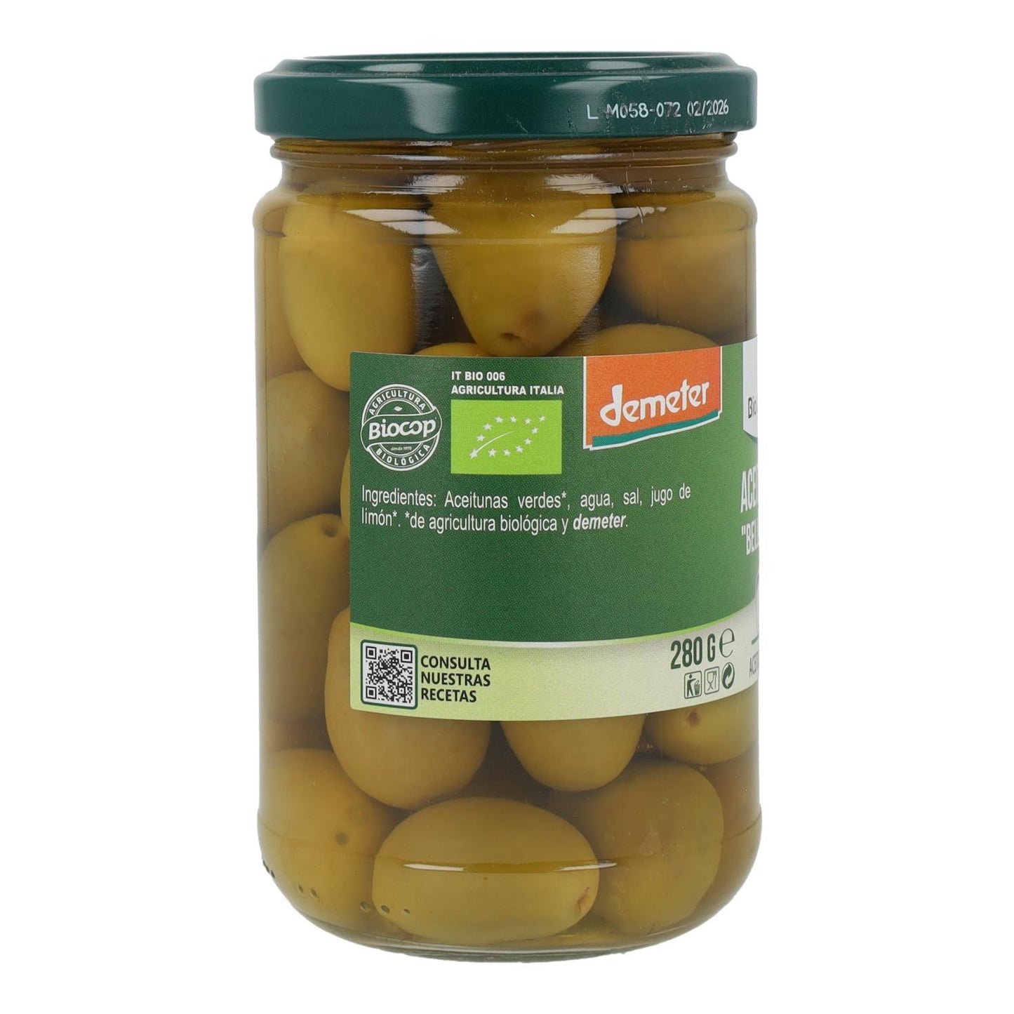 Olives vertes géantes Bio Organica Italia 280 gr