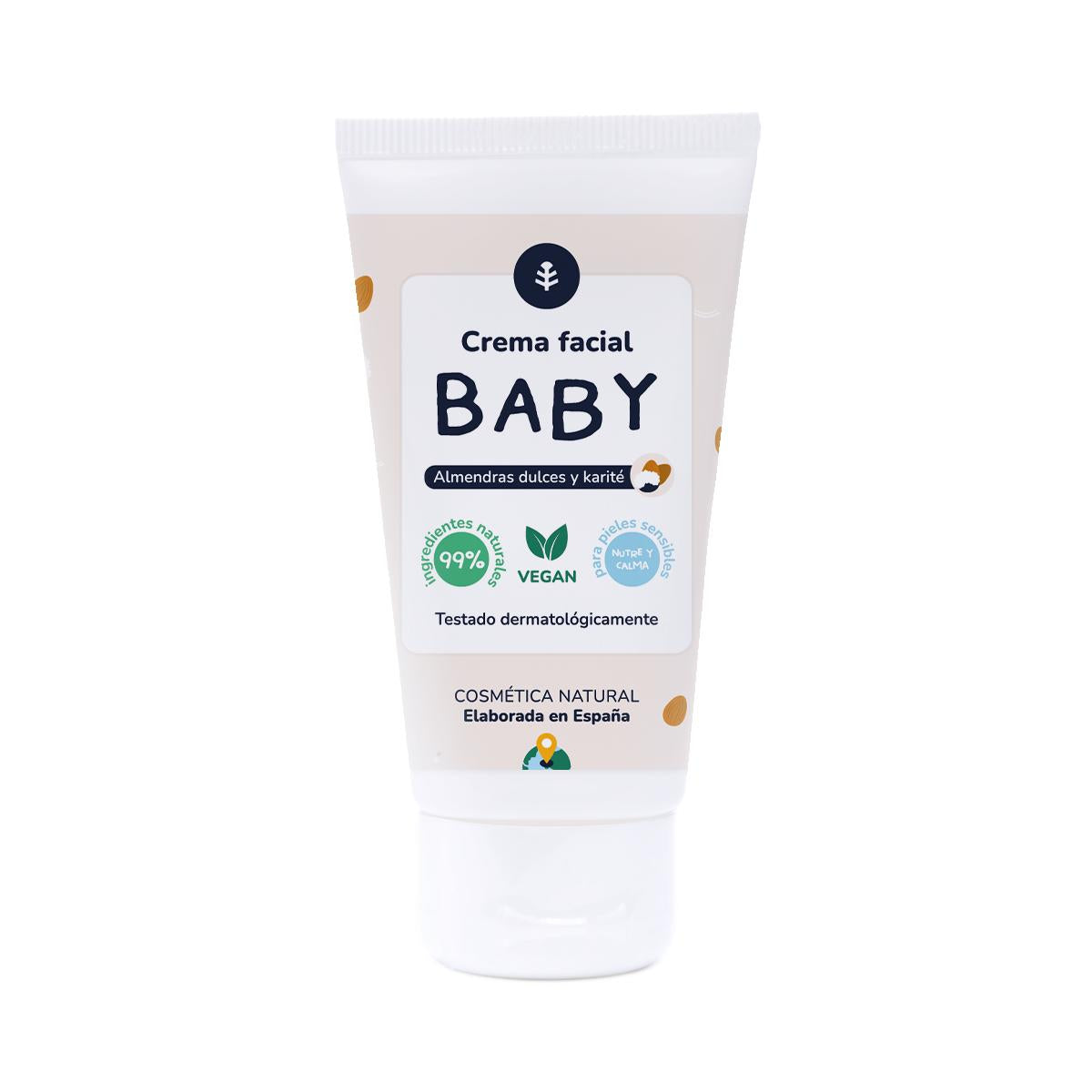 Baby gezichtscrème Zoete Amandelen en Sheaboter Planeta Huerto 50 ml