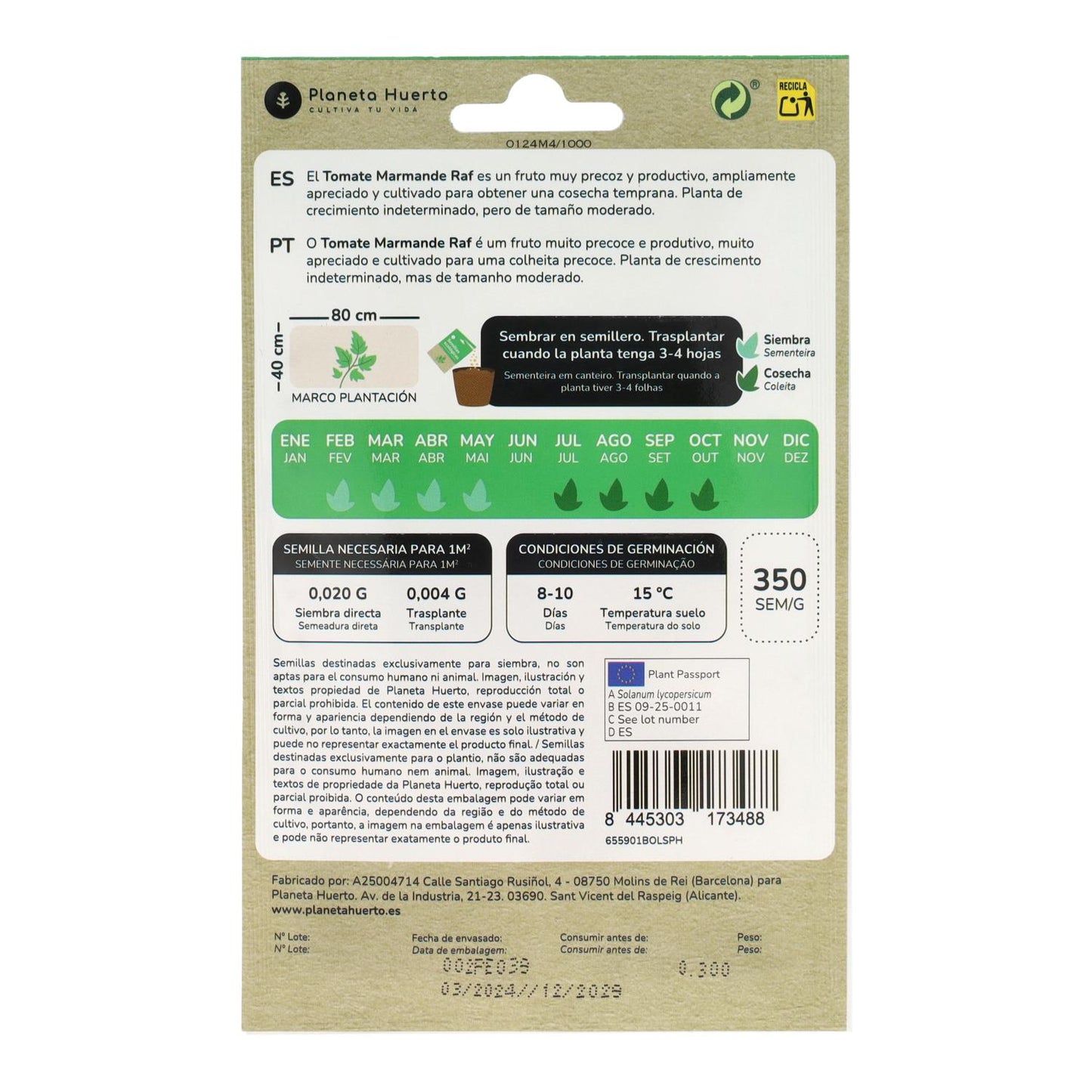 Semi ecologici di Pomodoro marmande Raf Planeta Huerto