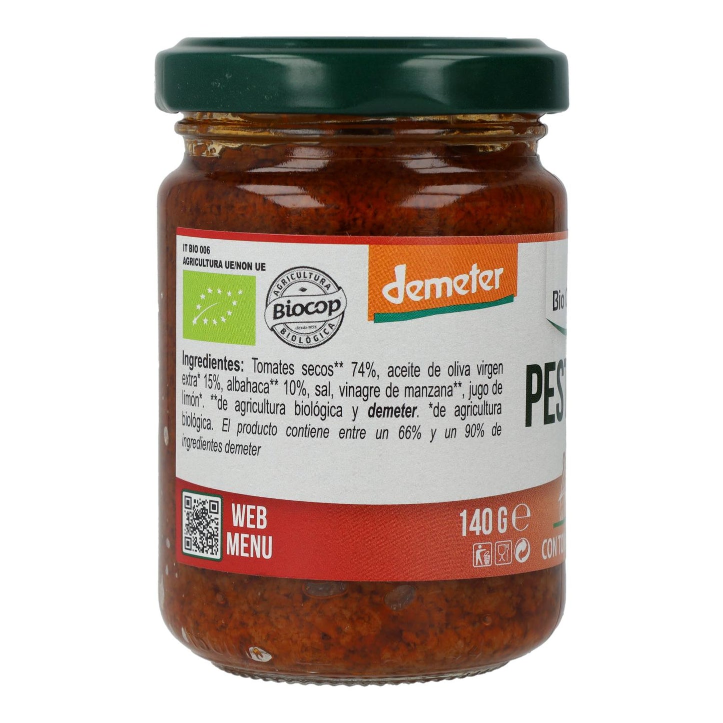 Pesto Rosso aux tomates séchées Bio Organica Italia 140 g