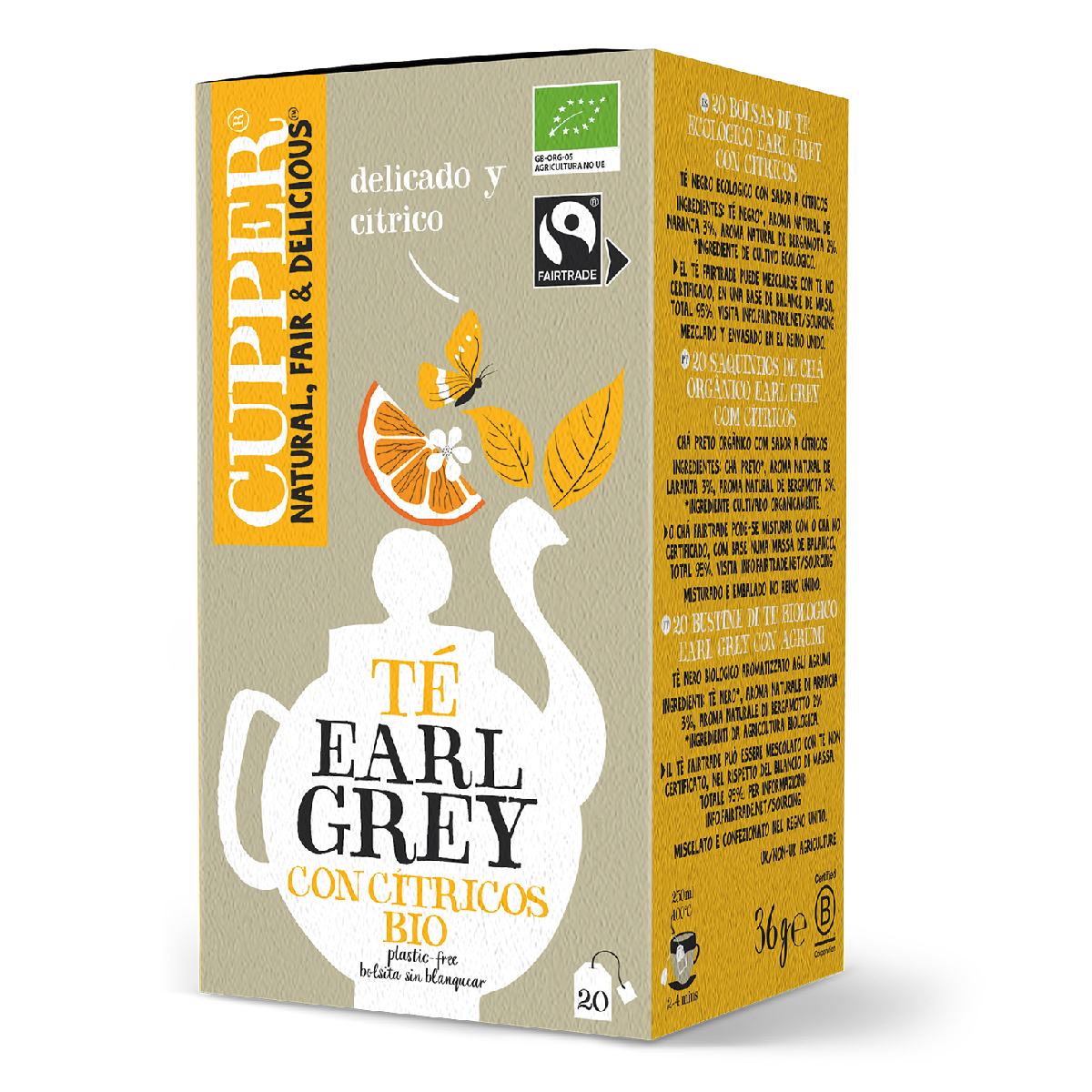 Earl Grey-te med citrusfrukter BIO Cupper 20 påsar