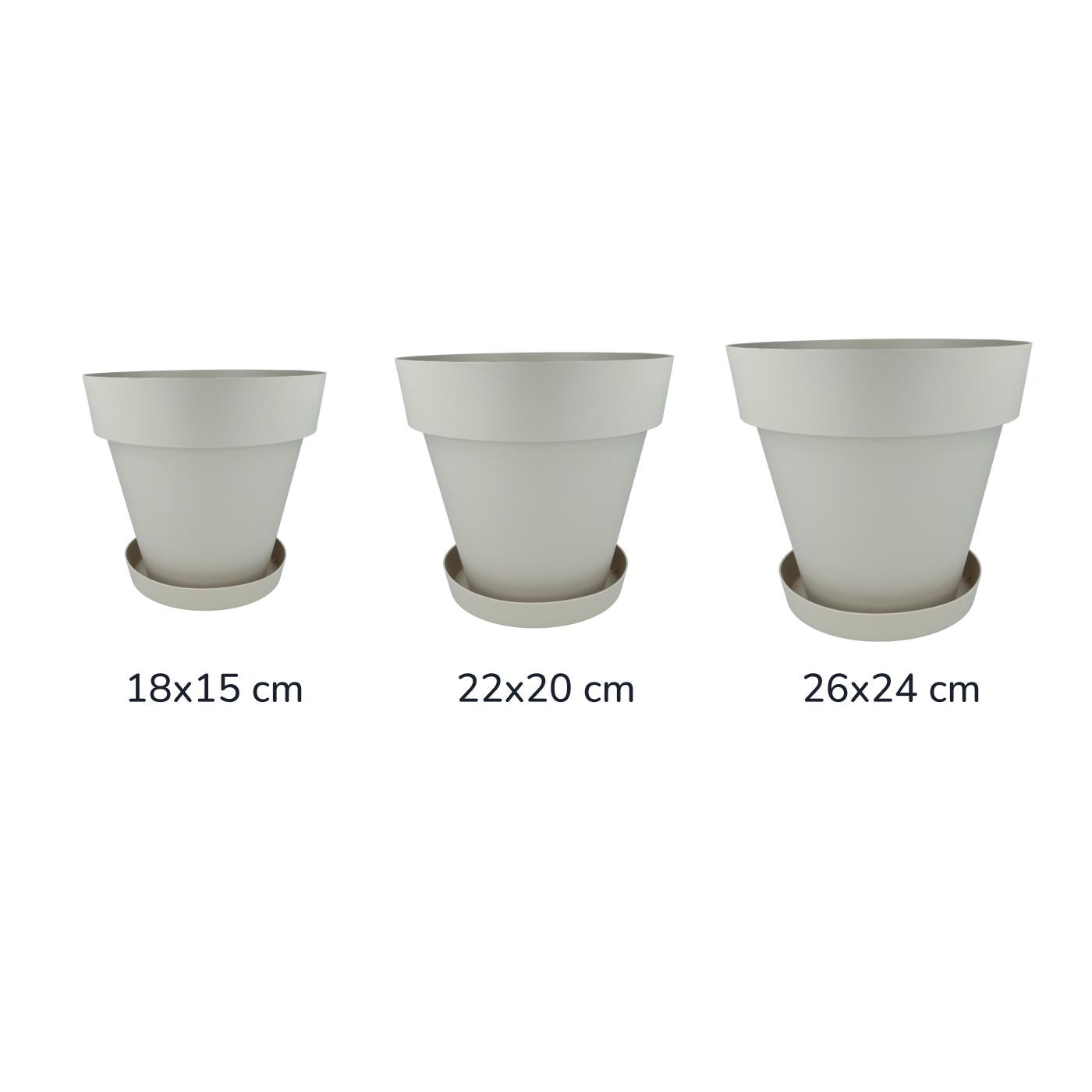 Set Blumentopf mit Untersetzer in Ecru Tes 26 x 24 cm