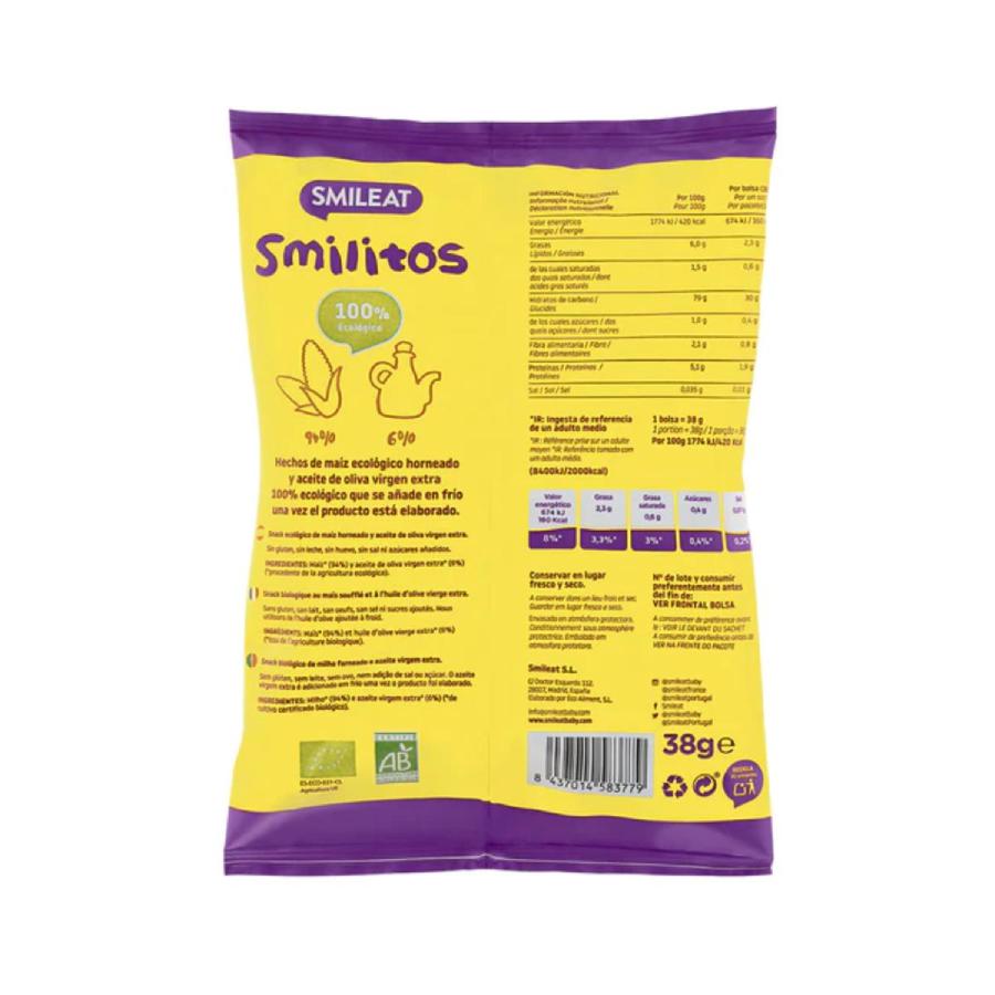 Pack de 2 Smilitos, bouchées de maïs bio Smileat, 38 g