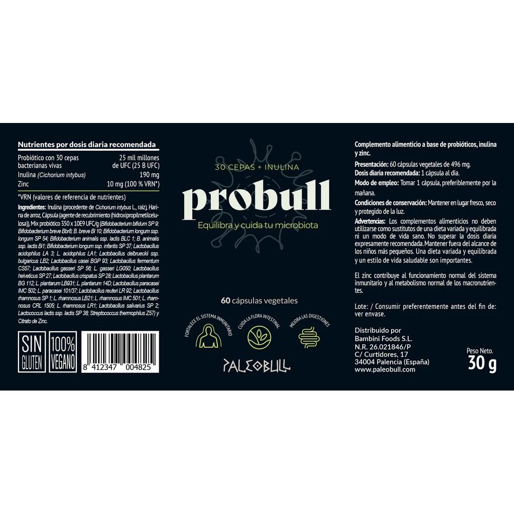 Probull probiotika med 30 stammar Paleobull 60 kapslar
