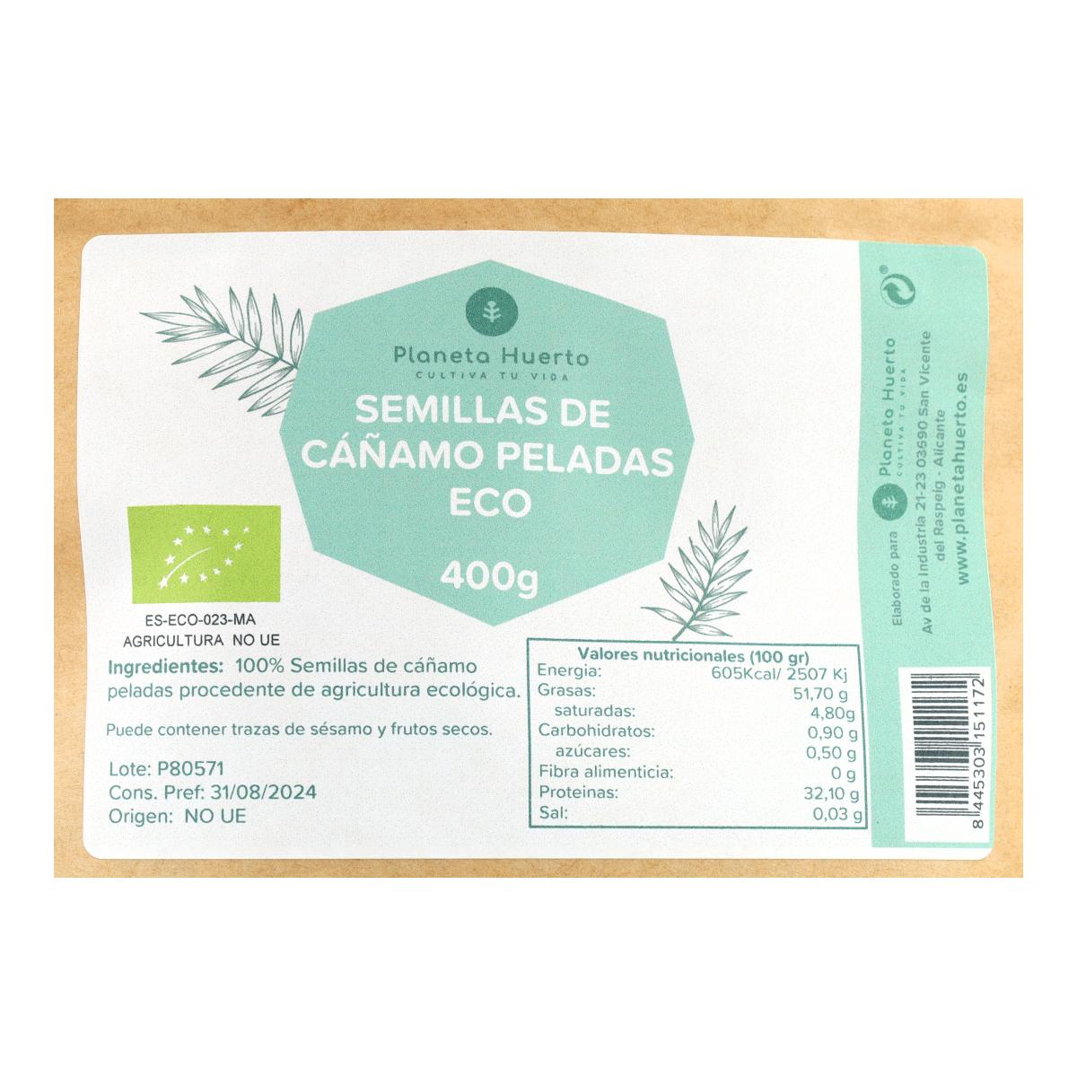 Hanfsamen geschält ECO Planeta Huerto 400 g