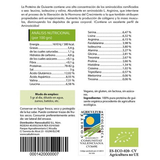 80 % ekologiskt ärtproteinpulver 250 g, Salud Viva
