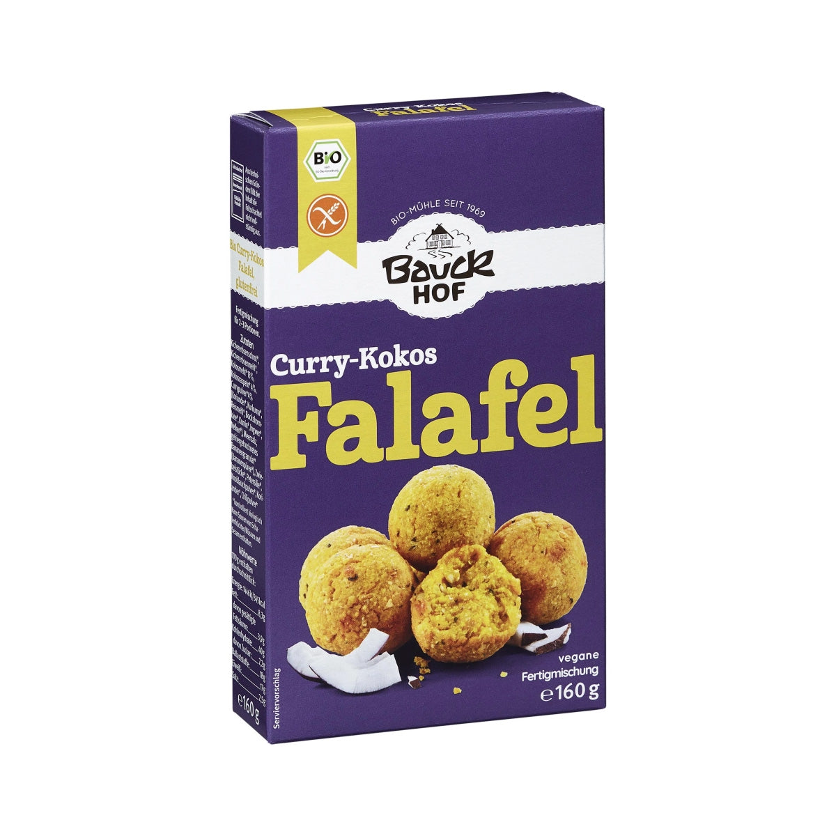 Glutenfreie Falafel mit Curry und Kokosnuss von Bauckhof, 160 g