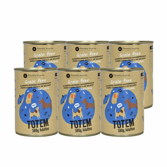 Paquet de 6 x nourriture humide pour chien Superpremium sans céréales Saumon 380 g Planeta Huerto