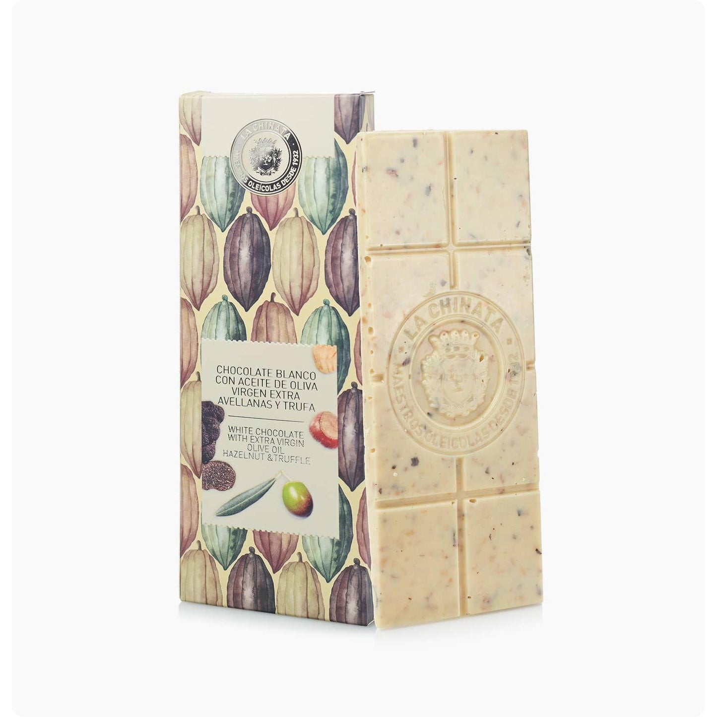 Chocolat blanc à l'huile d'olive, aux noisettes et à la truffe* La Chinata 100 g