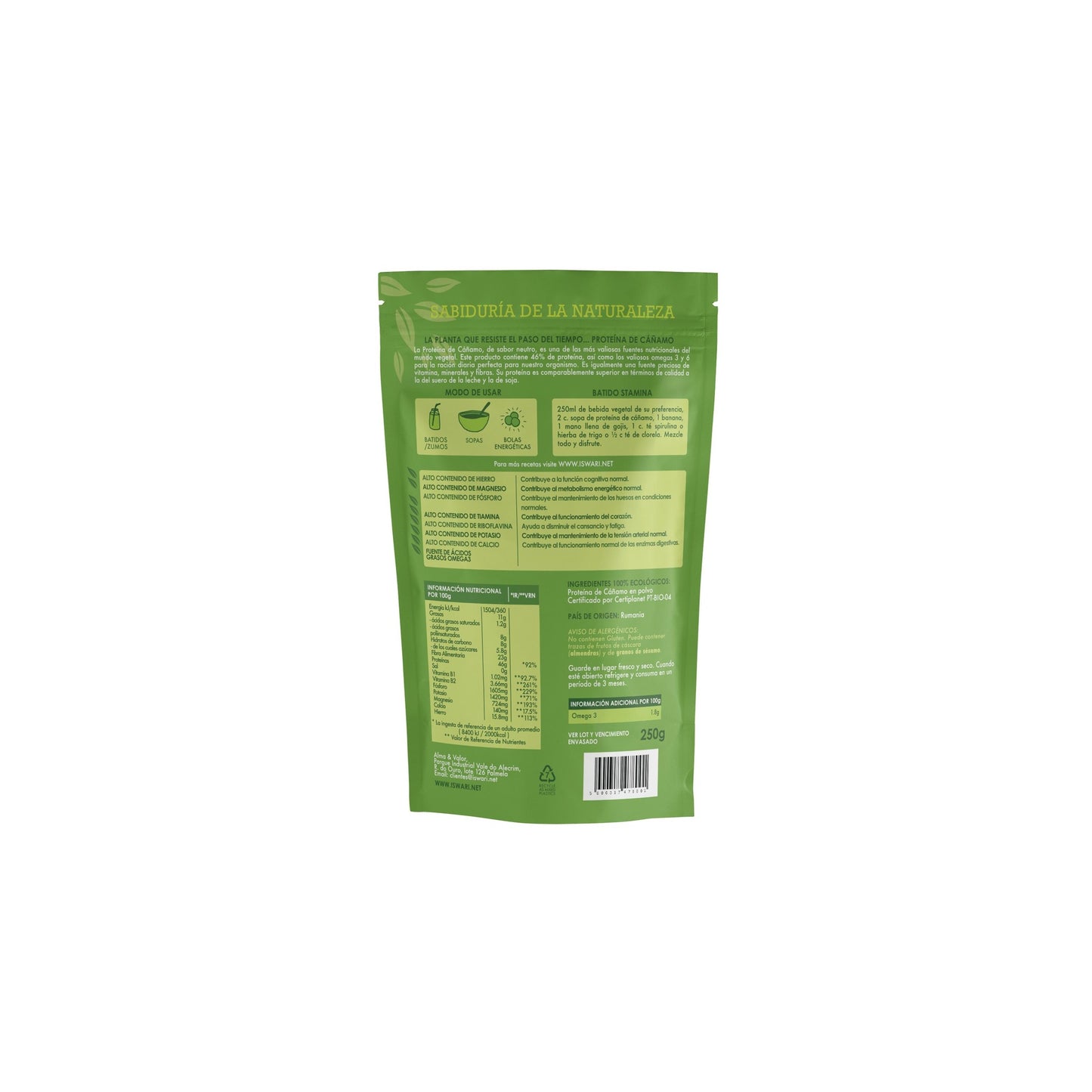 Protéines de chanvre ISWARI 250 g