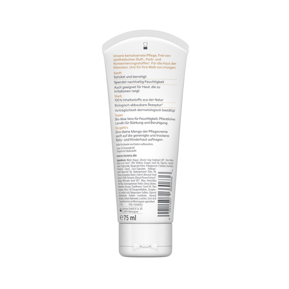 Ultra-sensitive Feuchtigkeitscreme für Babys und Kinder mit Aloe, Lanolin und Sheabutter, Lavera 75 ml