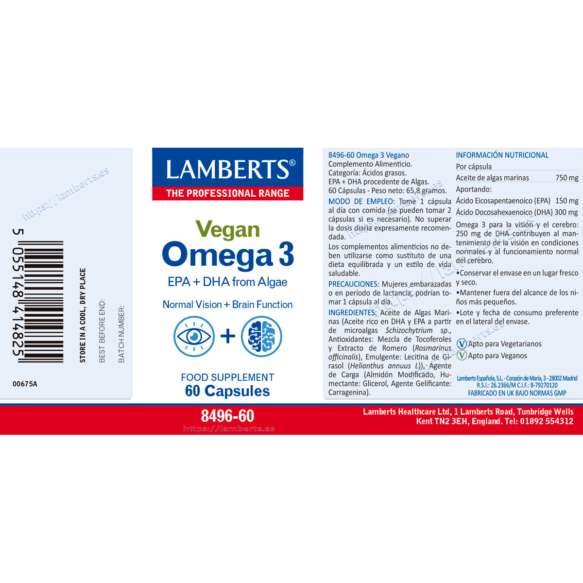 Oméga 3 végétalien – 60 gélules, Lamberts