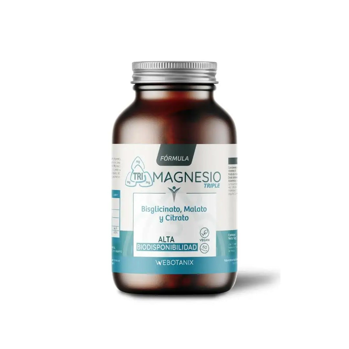 Triple Magnesium Formule (Bisglycinaat, malaat en citraat) Vegan, WeBotanix, 60 capsules