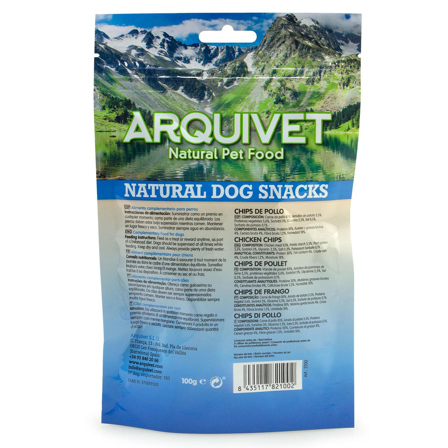 Naturligt hundgodis Kycklingchips Arquivet 100 g