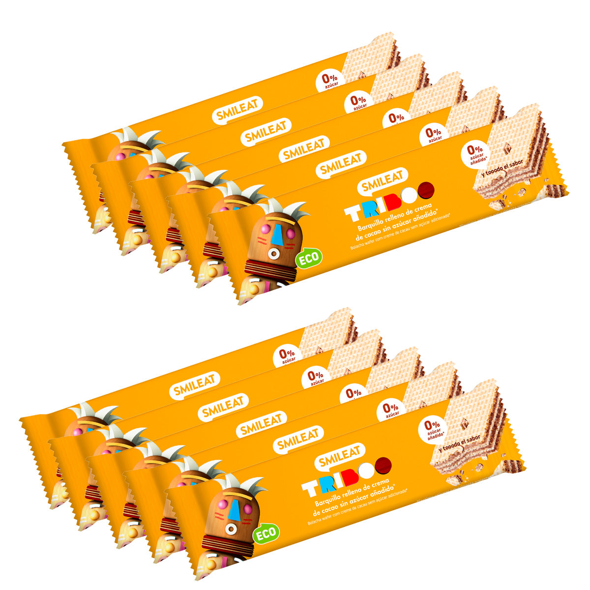 Pakket 10x gevulde wafeltjes ECO, Smileat, 30 g