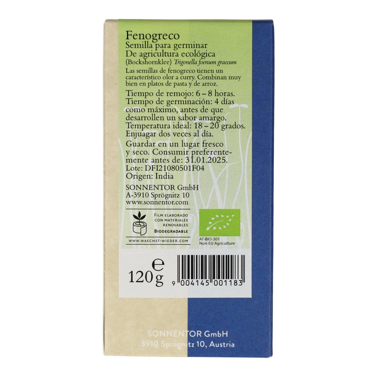 Organic fenugreek seeds for germination