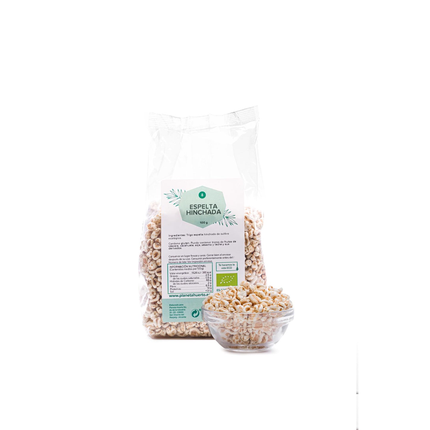 Pack 12x Trigo espelta hinchada ECO Planeta Huerto 100 g