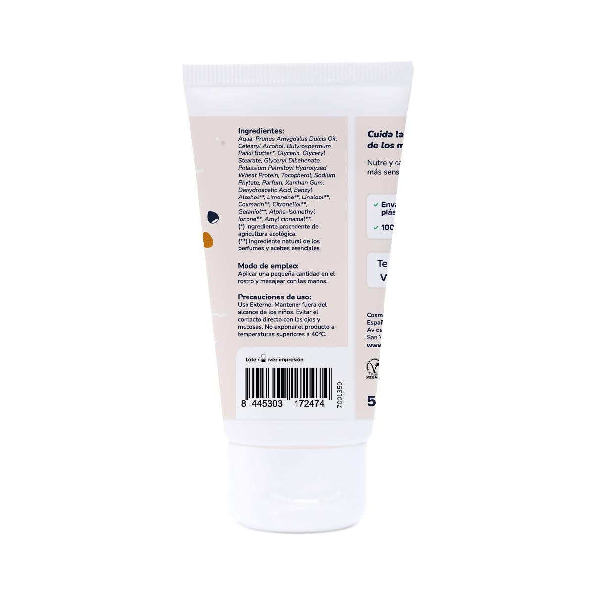 Baby gezichtscrème Zoete Amandelen en Sheaboter Planeta Huerto 50 ml