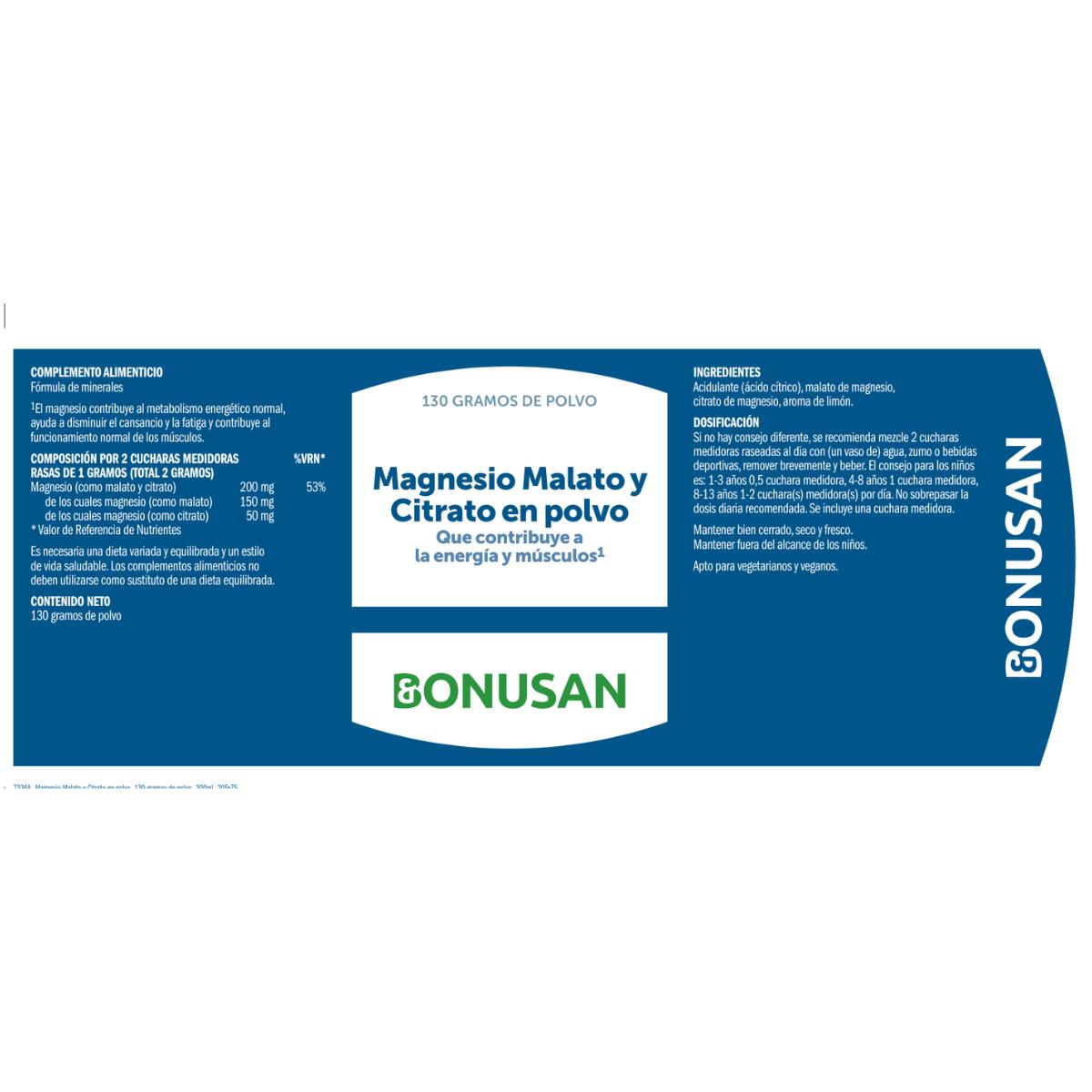 Malate et citrate de magnésium Bonusan en poudre 130 g