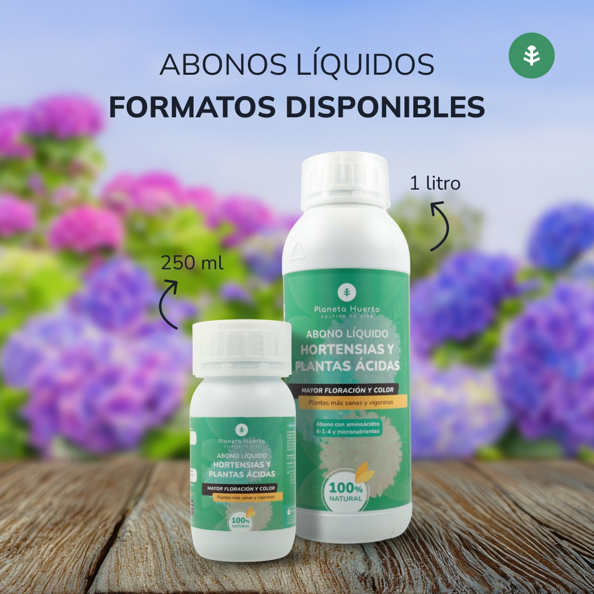 Engrais liquide pour hortensias et plantes acides Planeta Huerto 250 ml