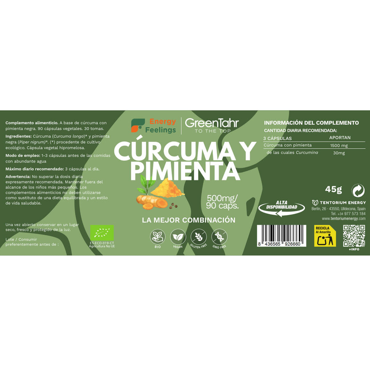 Curcuma et poivre ECO Energy Feelings 90 gélules