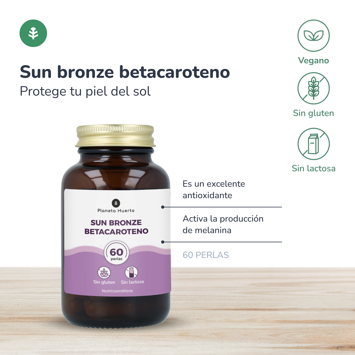 Pack de 3 Sun bronze bêta-carotène Planeta Huerto 60 perles