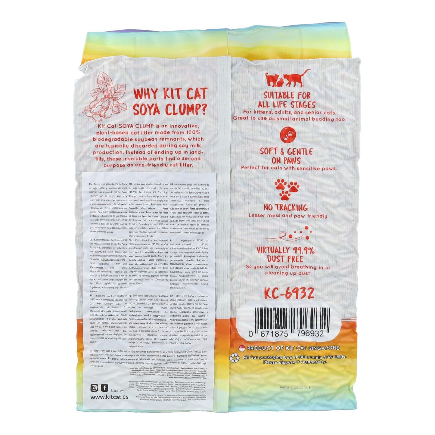 Kit Cat Arena Eco SoyaClump - Confetti 7 L Sabbia per gatti