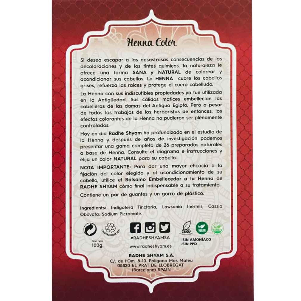 Henna polvo castaño caoba Radhe Shyam 100 g