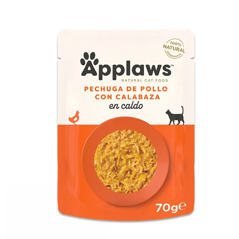 Applaws Cat Beutel 70 g Huhn mit Kürbis Nassfutter für Katzen Getreidefrei, natürlich