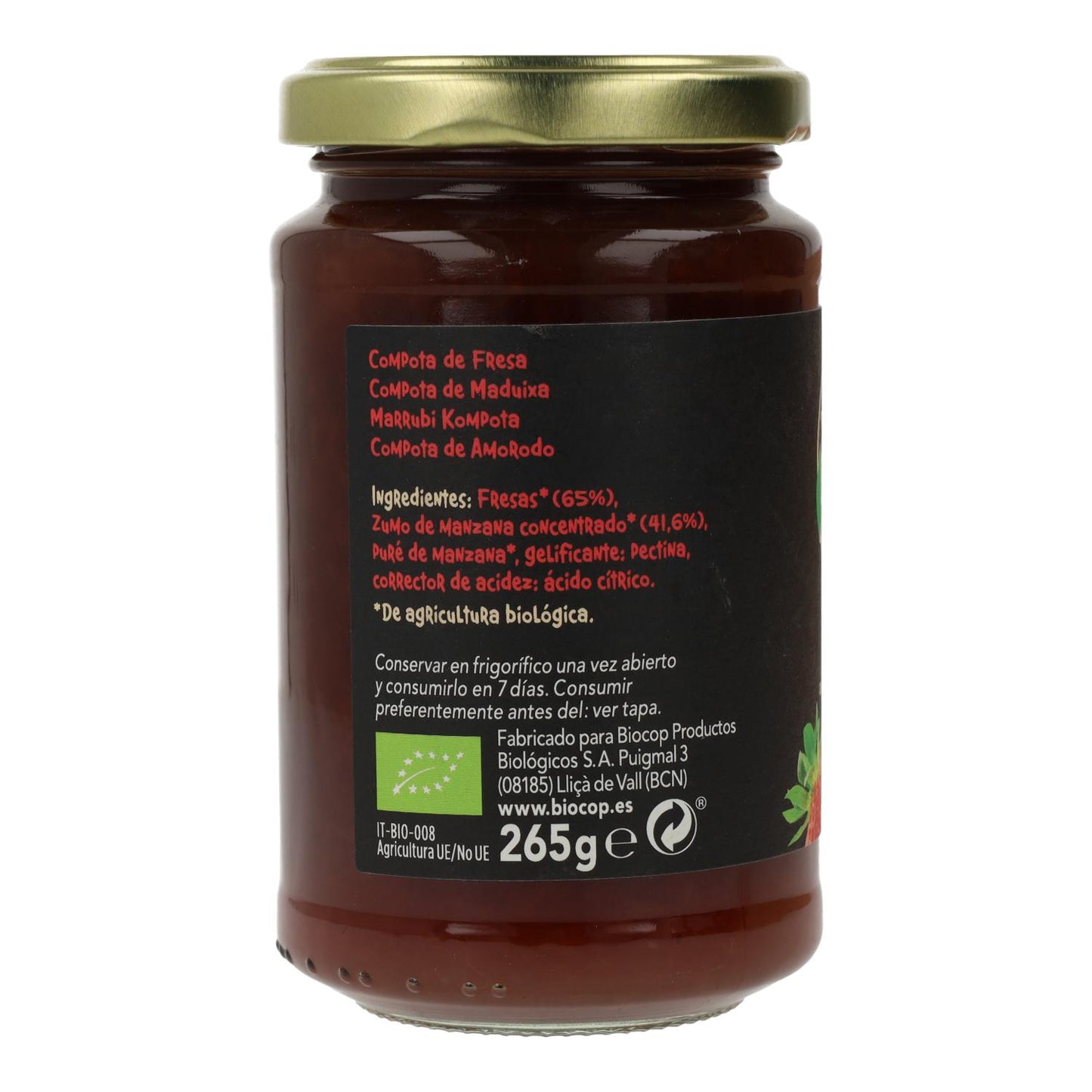 Compote de fraises BIO Biocop 265 g