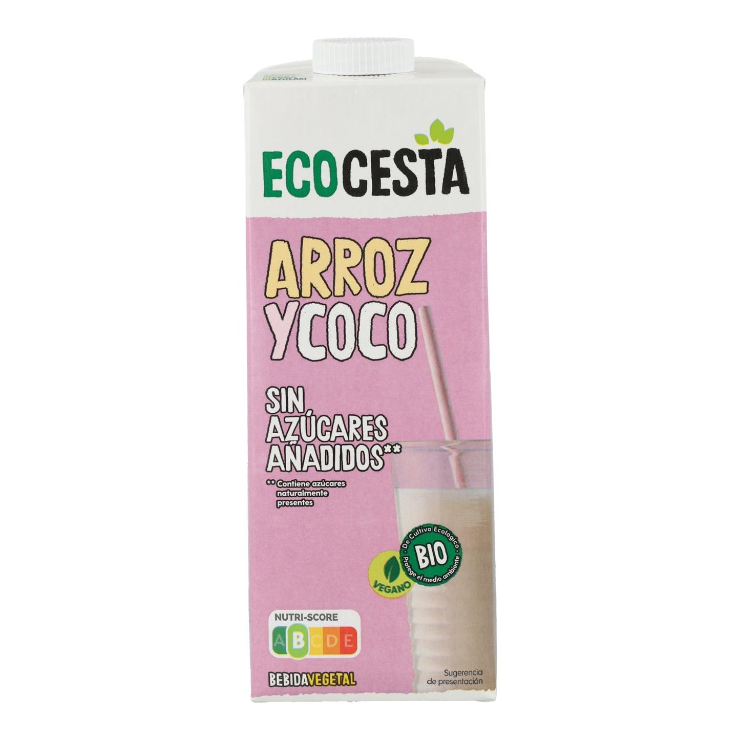 Pack 6x Boisson végétale au riz et à la noix de coco bio sans sucre ajouté, Ecocesta, 1L