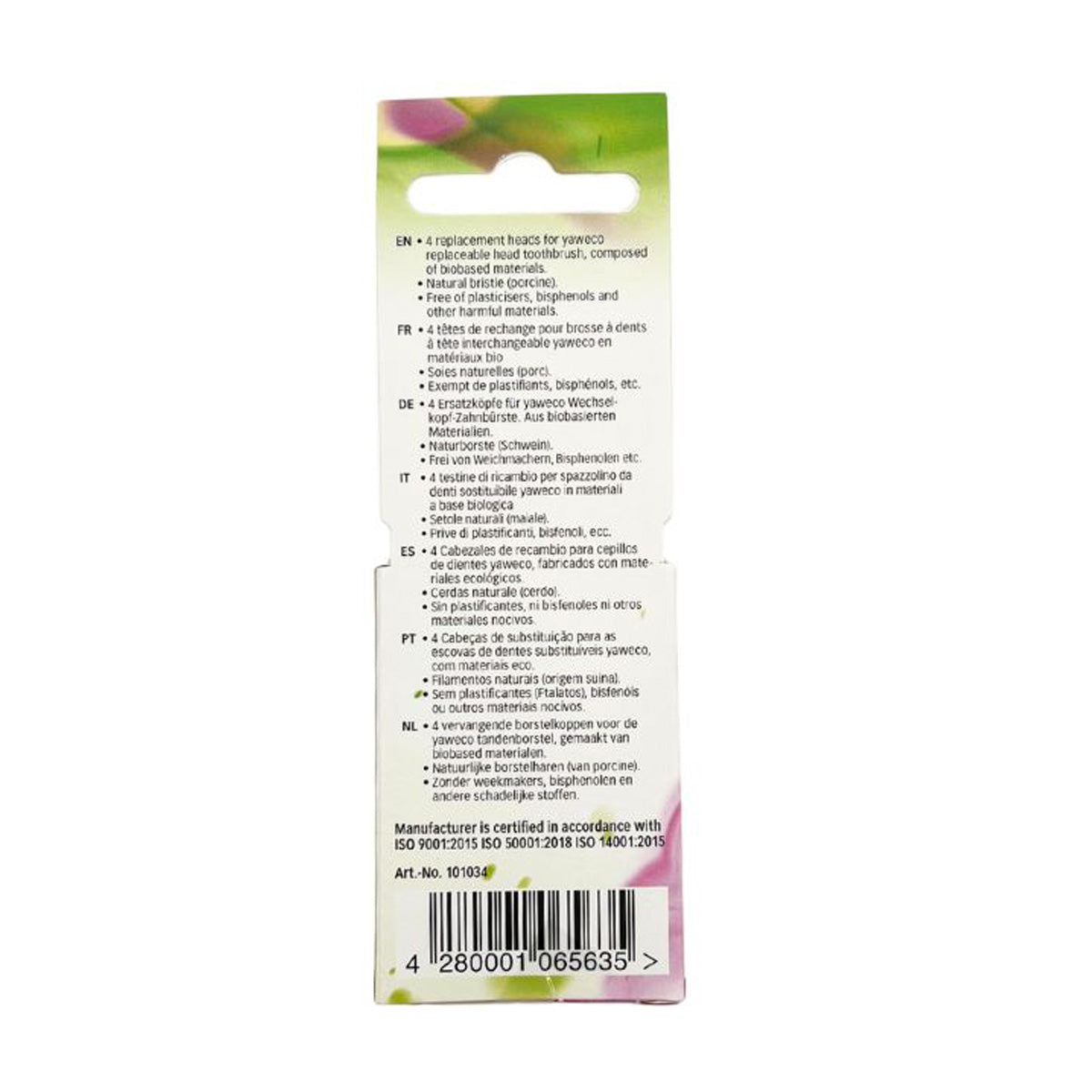 Recharge brosse à dents Nature Medium Yaweco Pack 4 unités