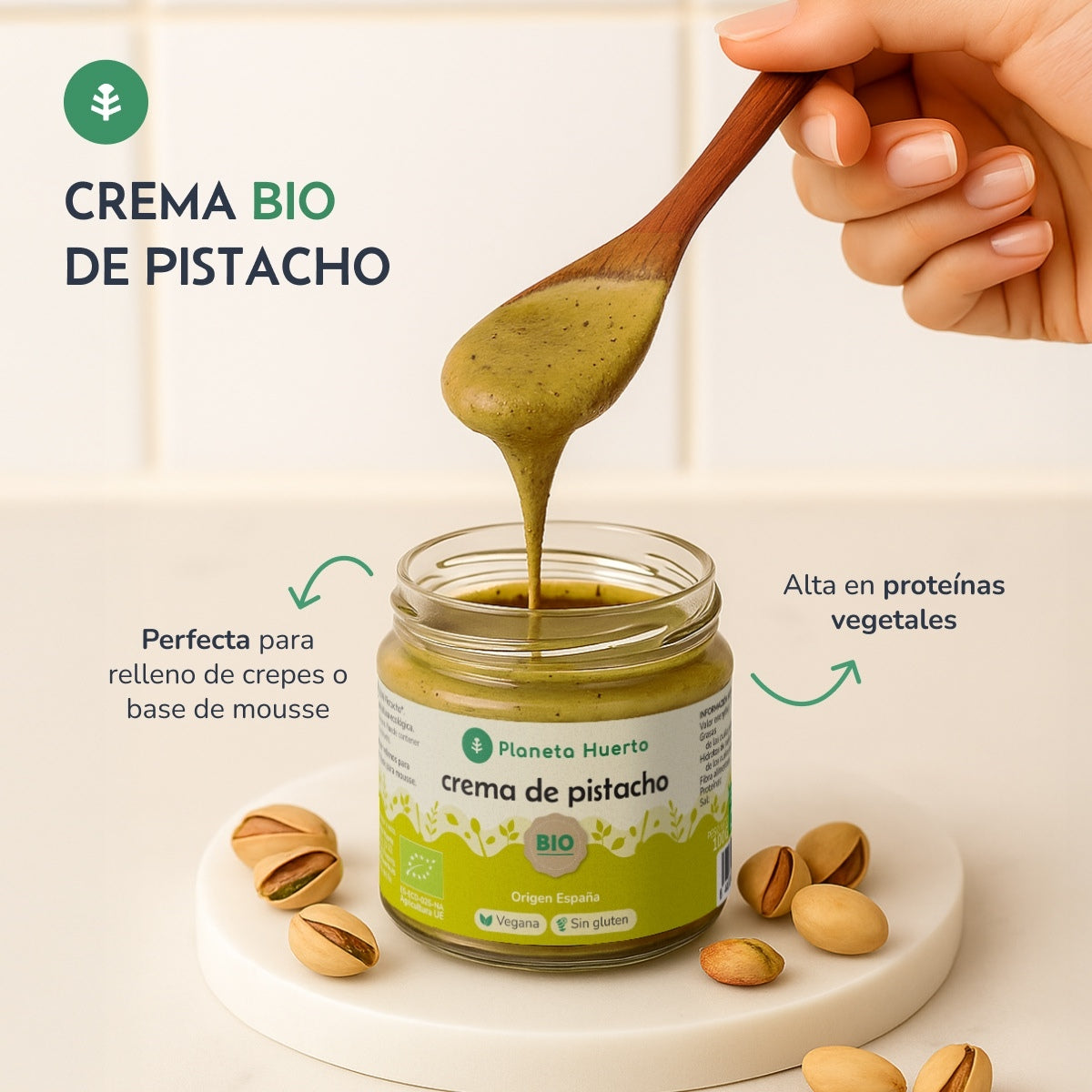 Lot de 3 crèmes à la pistache 100 % bio Planeta Huerto 100 g