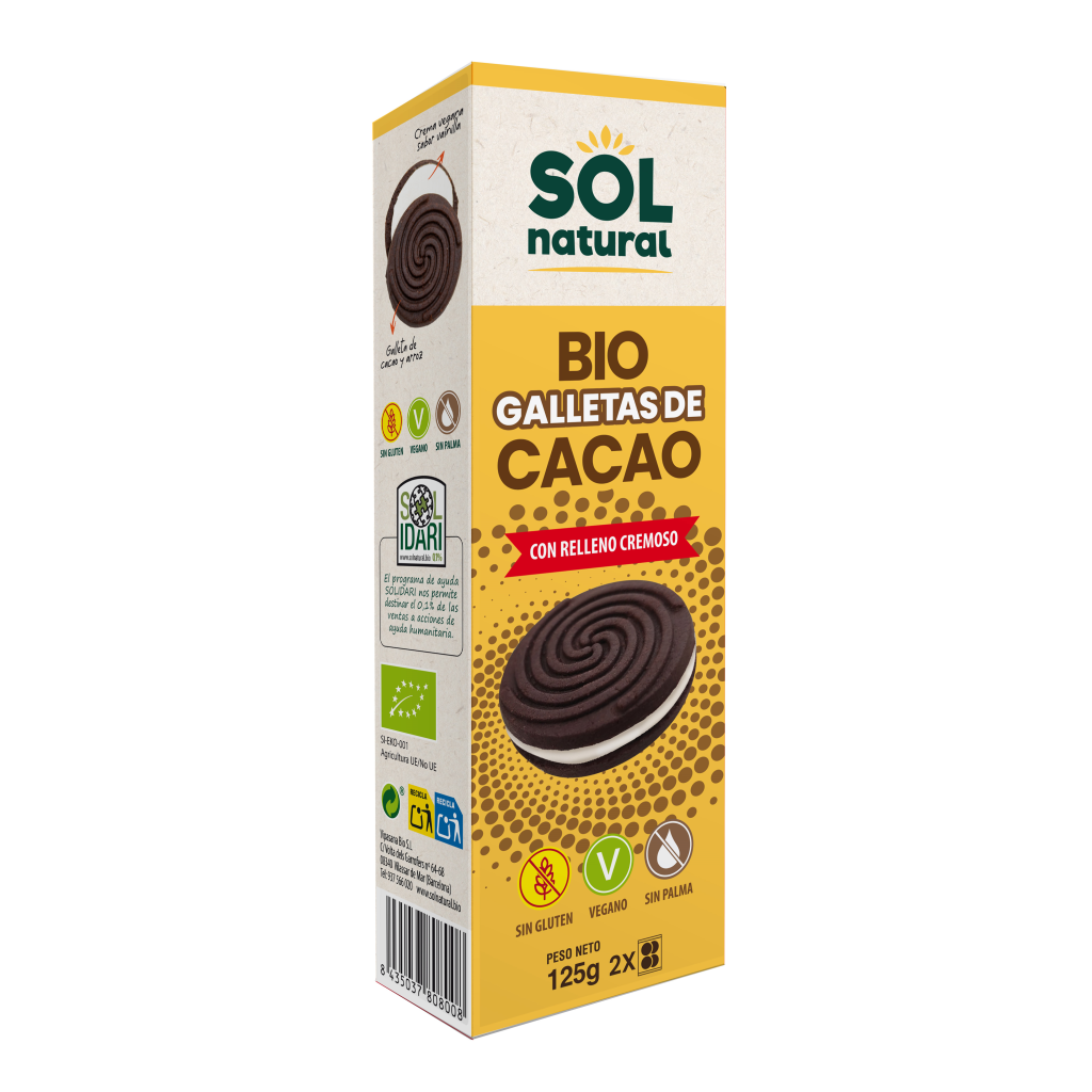 Kakaokakor med krämig fyllning BIO Sol Natural 125 g