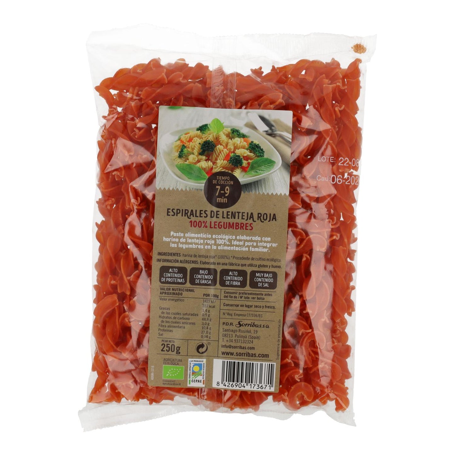 Spirale de lentilles rouges Biogra BIO, 250 g