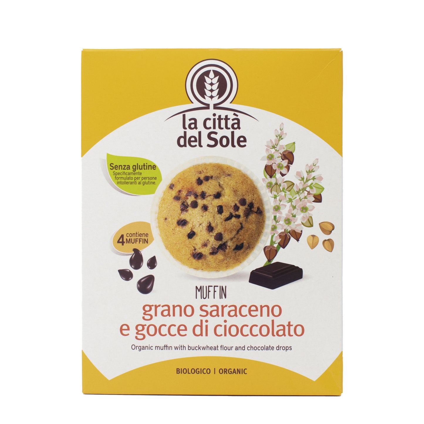 Muffins au sarrasin et aux pépites de chocolat, La Città del Sole, 4 x 45 g