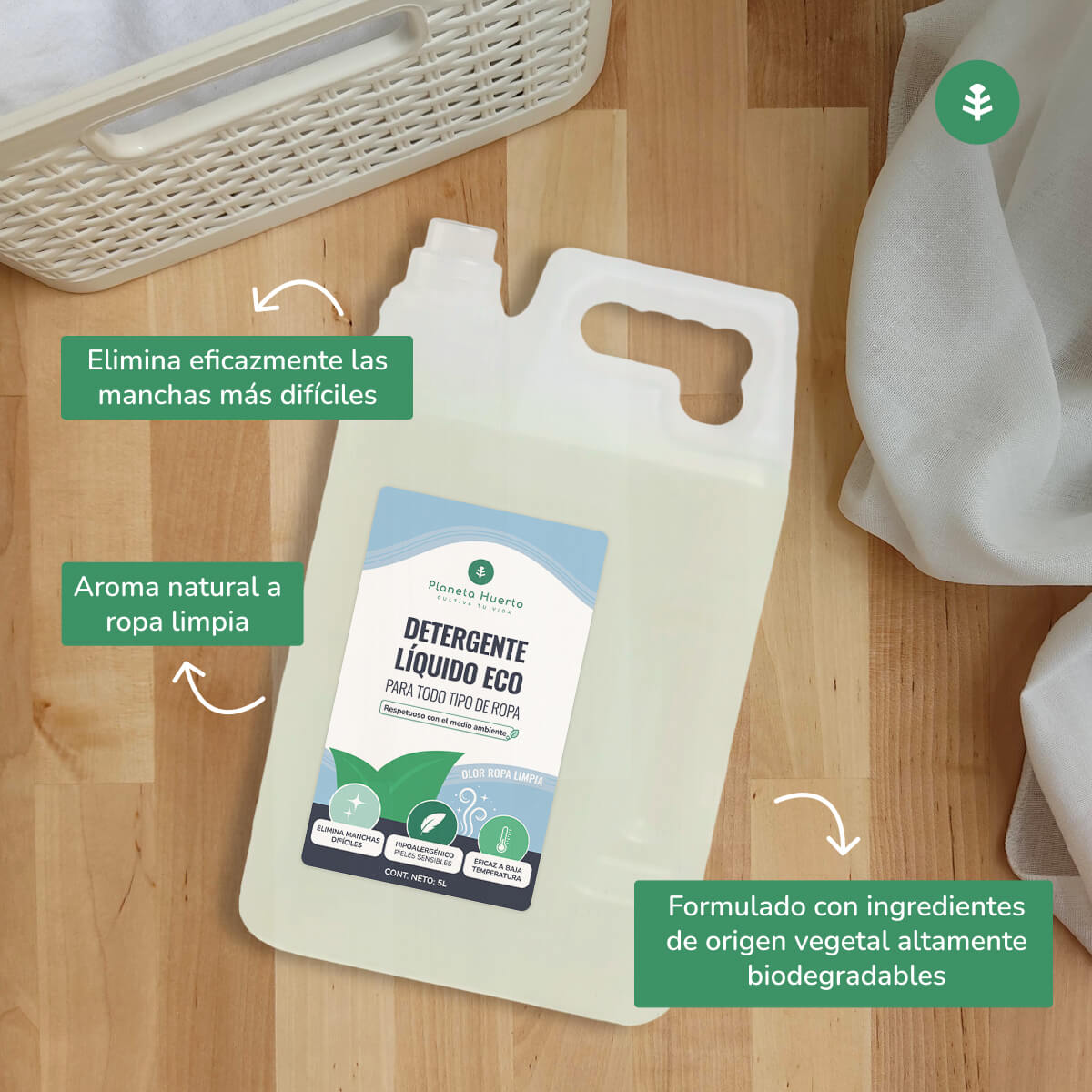 Detersivo liquido per bucato Eco Natural profumo di bucato Planeta Huerto 5 Litri