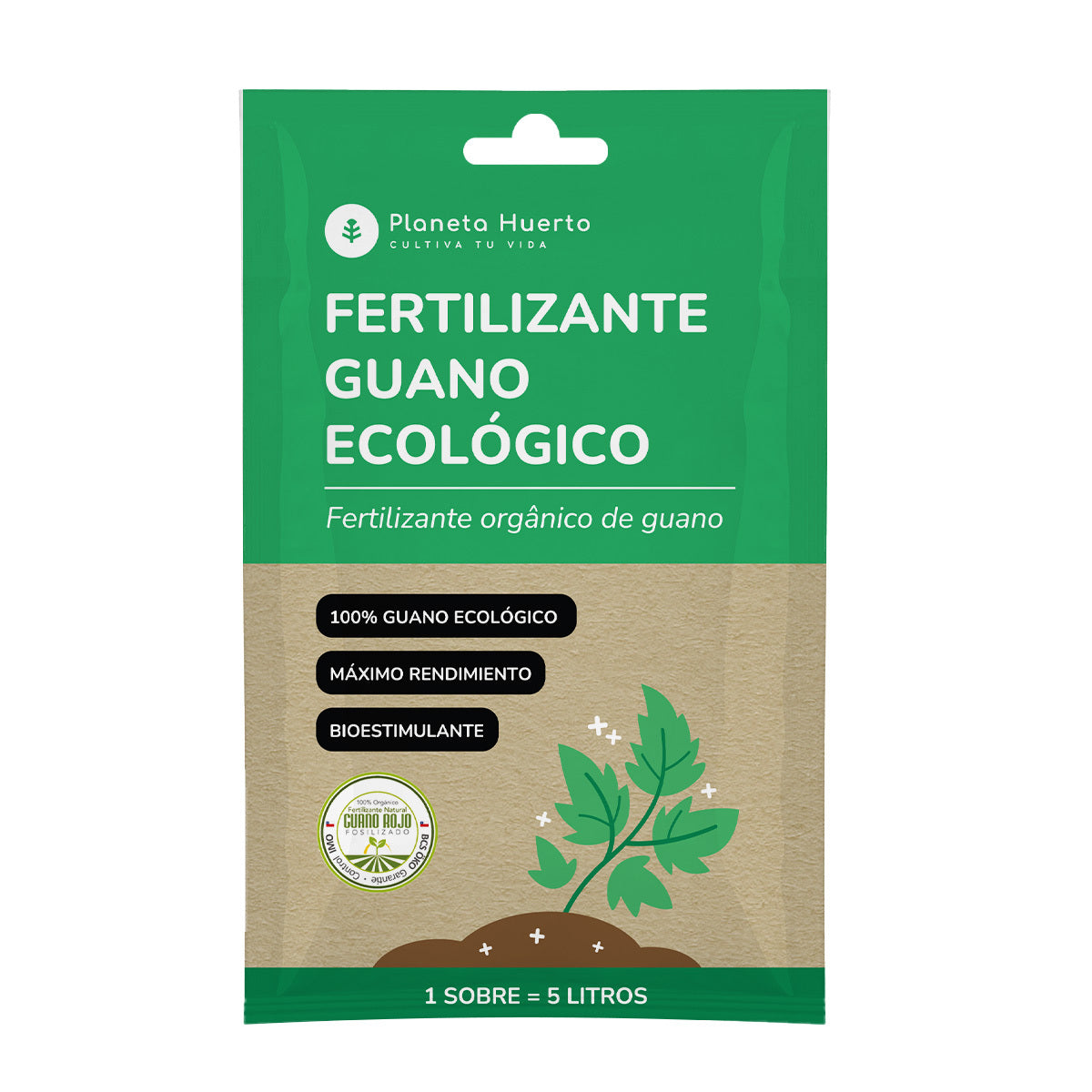 Planeta Huerto Eco Guano Fertiliser Sachet for 5 L