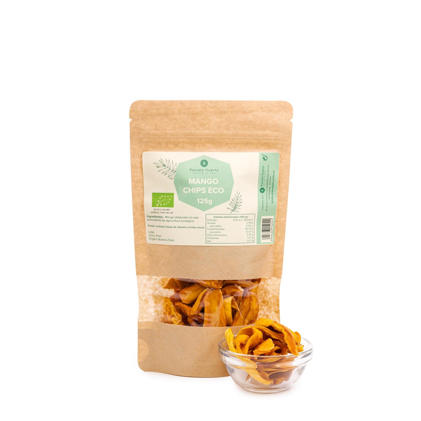 Chips av torkad mango ECO Planeta Huerto 125 g