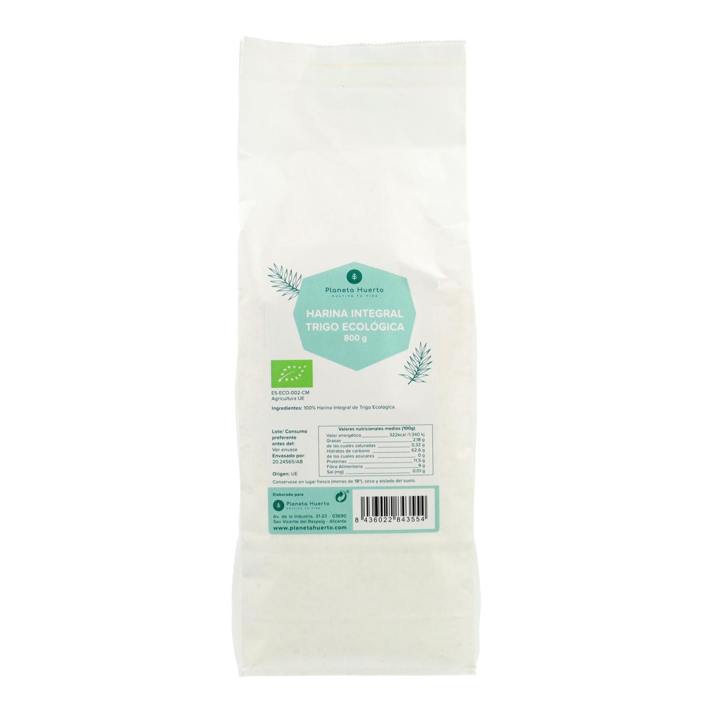 Wholemeal Wheat Flour Eco Planeta Huerto 800 g