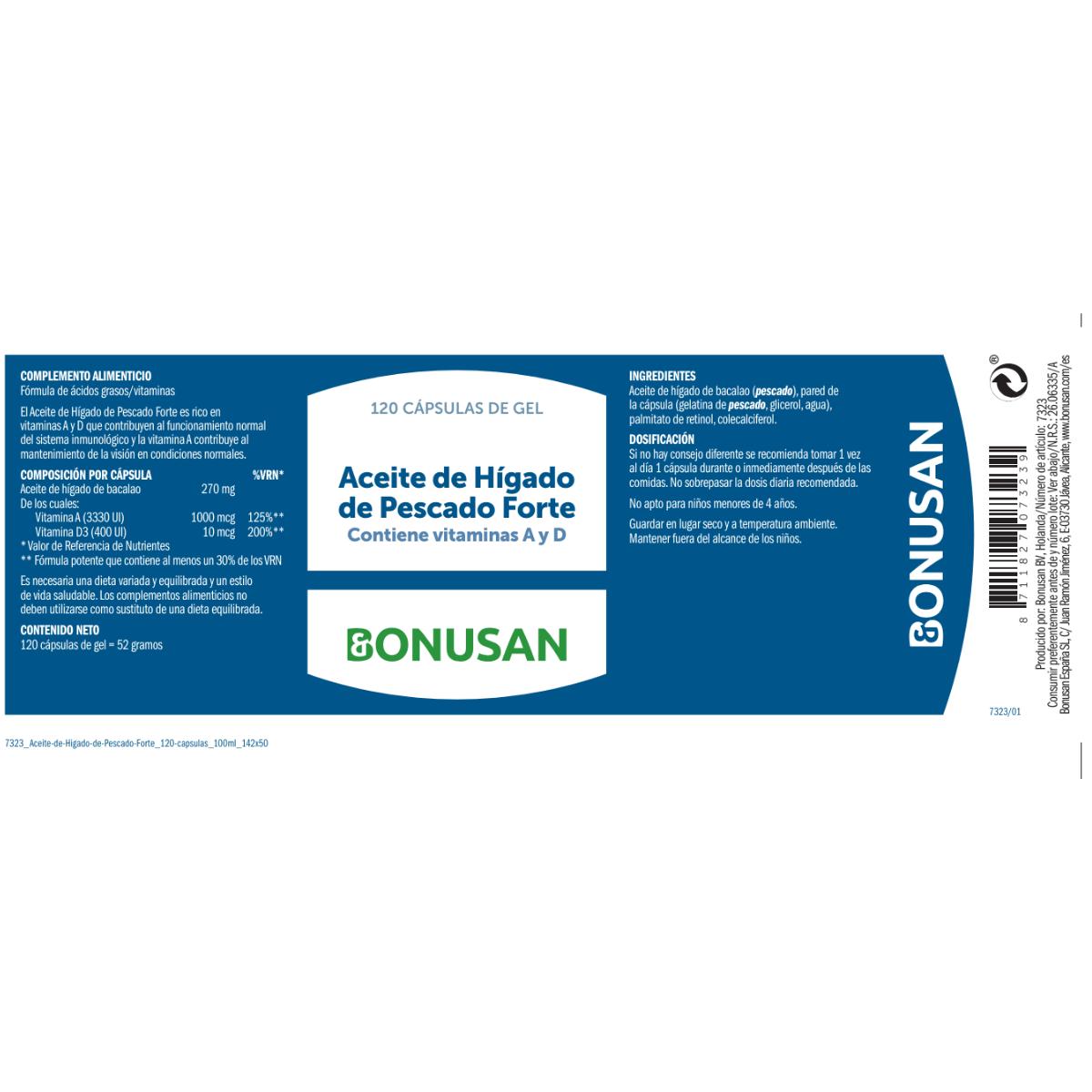 Forte Bonusan cod liver oil 120 softgels