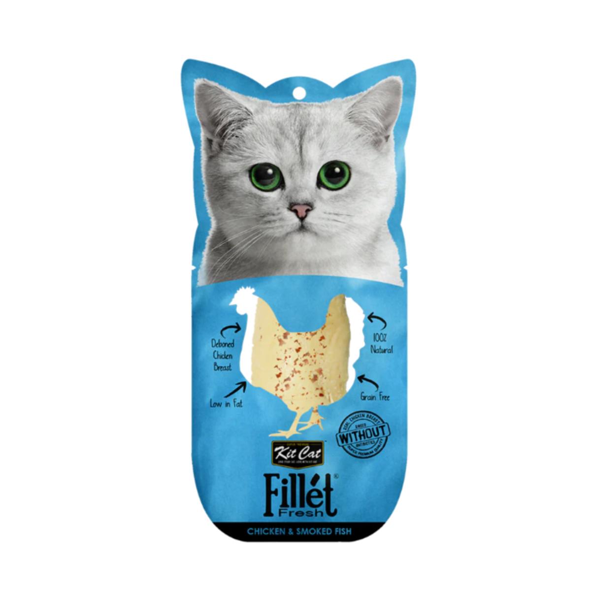 Kit Cat FilletFresh – Huhn und geräucherter Fisch 30 g Natürlicher Snack für Katzen
