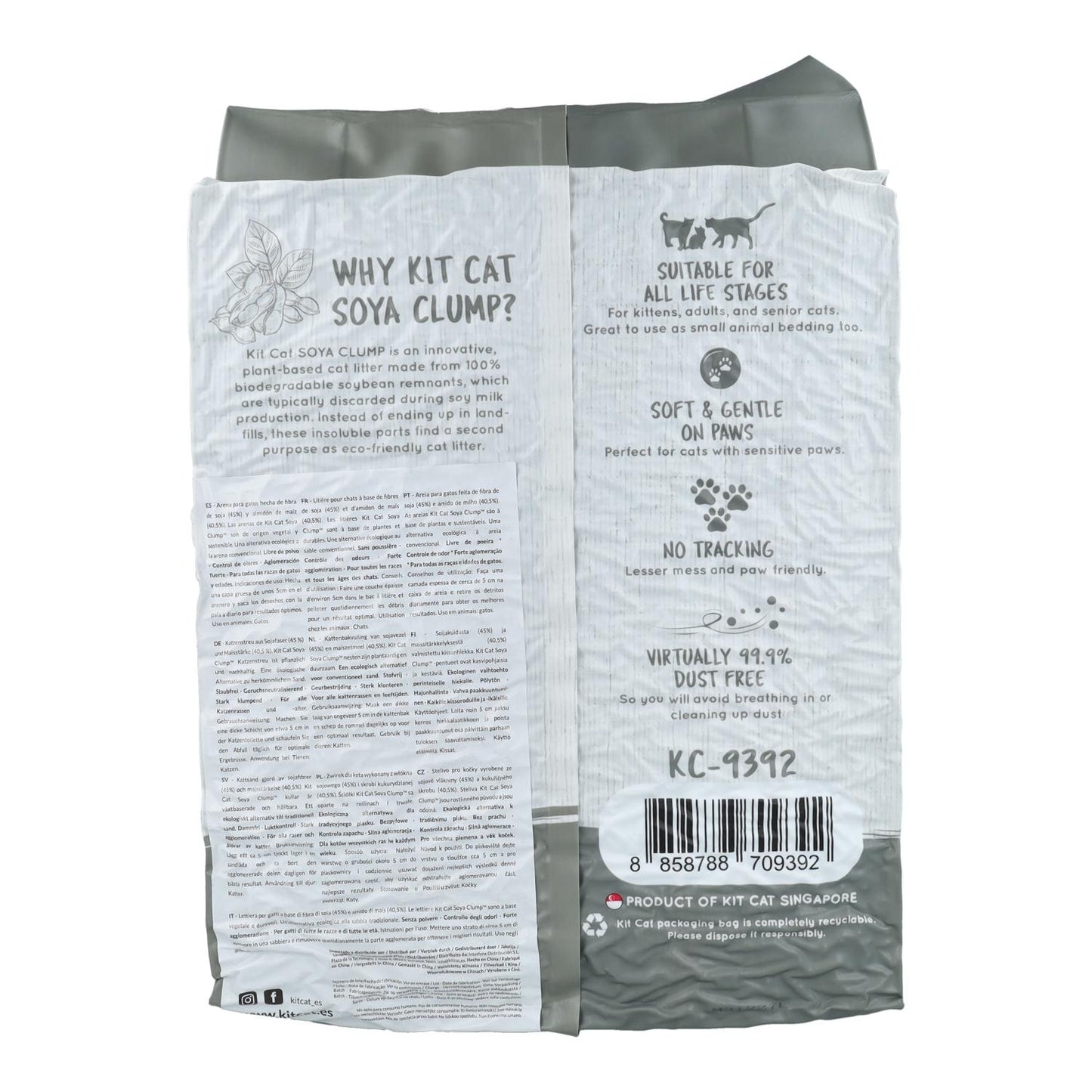 Kit Cat Arena Eco SoyaClump - Charcoal 7 L Sabbia per gatti