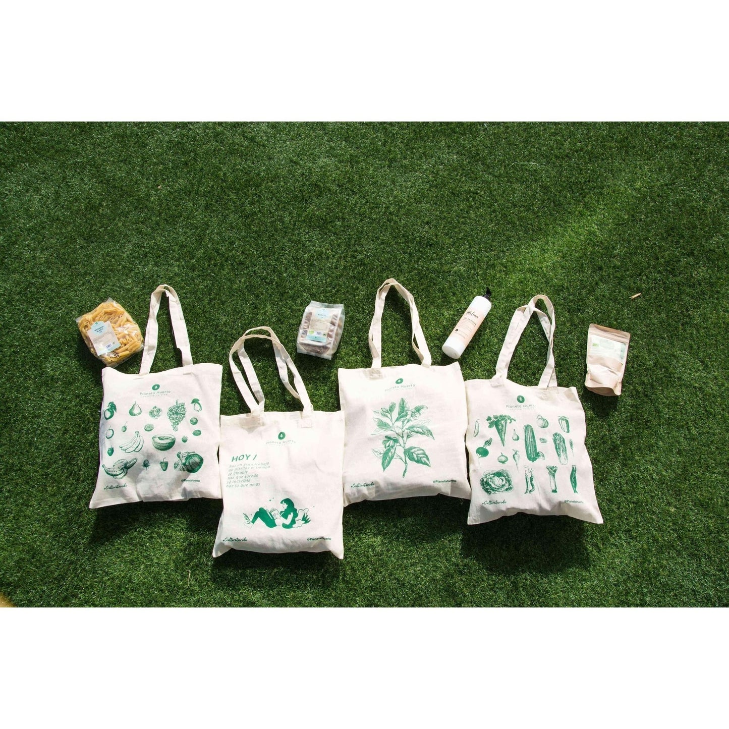 Sac en tissu avec motif femme Planeta Huerto 40 cm x 40 cm