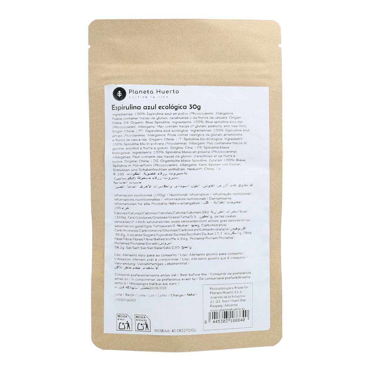 Niebieska spirulina Planeta Huerto 30gr